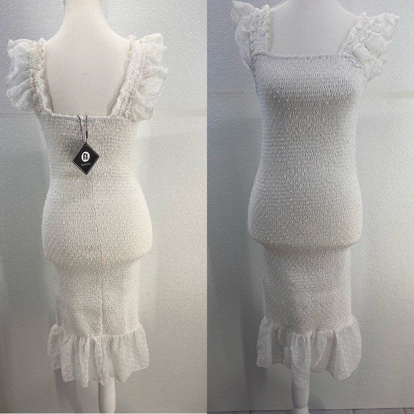 NWT Midi Dresses for Women - Backless Dress Square Neck Stretchy Ruched Fabric S - Picture 12 of 17